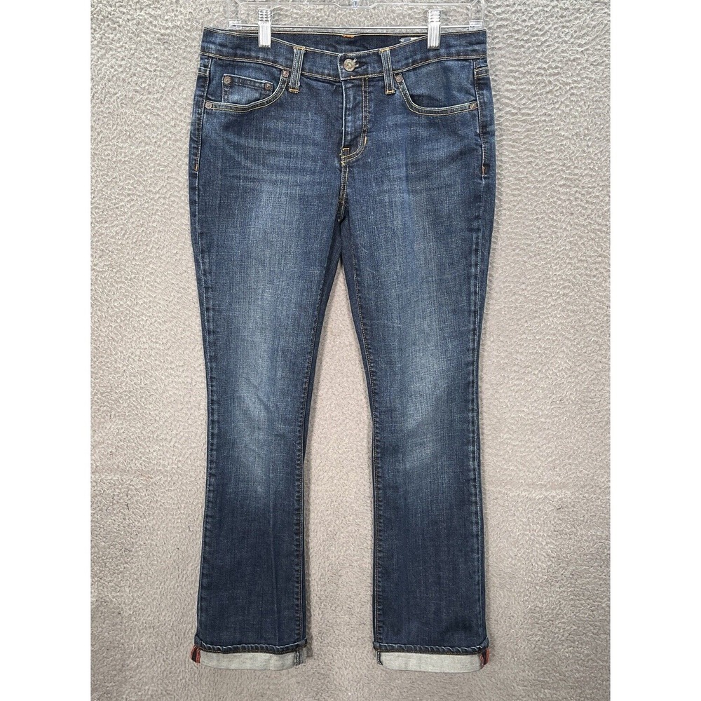 Gap Jeans Womens 6 Long Blue Bootcut Stretch Selvedge Distressed Preppy Y2K